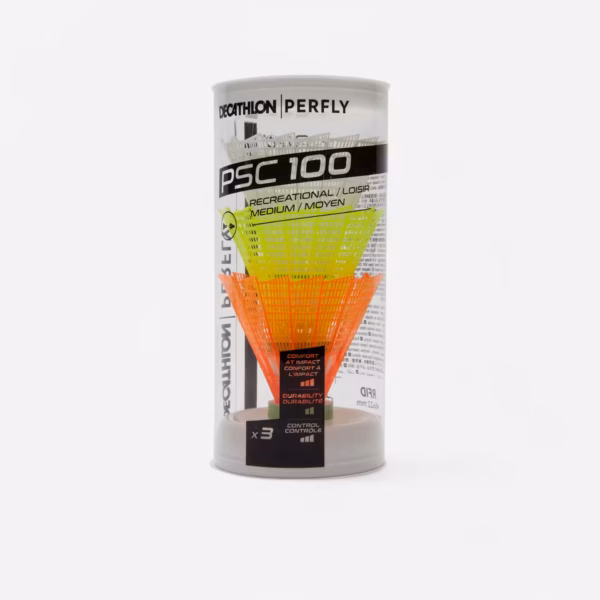 ลูกขนไก่พลาสติกขนาดกลางรุ่น PSC 100 แพ็ค 3 ชิ้น (สีขาว/เขียว/ส้ม)